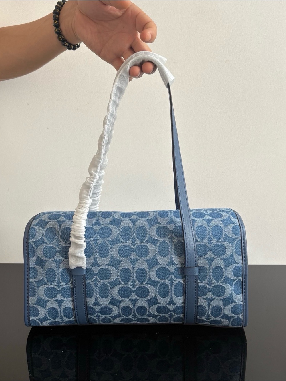 Coach Blue Signature Jacquard Shoulder Bag - Picture 4 of 8